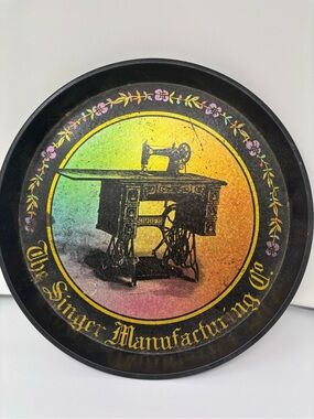 Singer Manufacturing Co. Vintage Sewing Machine Decorative Tray - Rainbow Accent